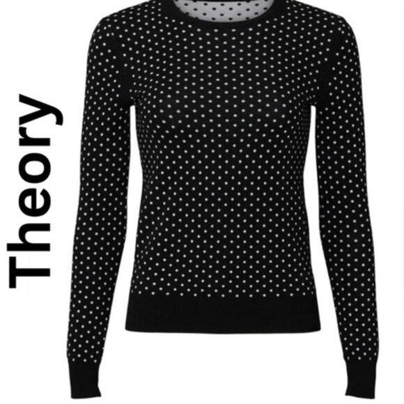 Theory Black and White Polka Dot Sweater - Picture 1 of 5